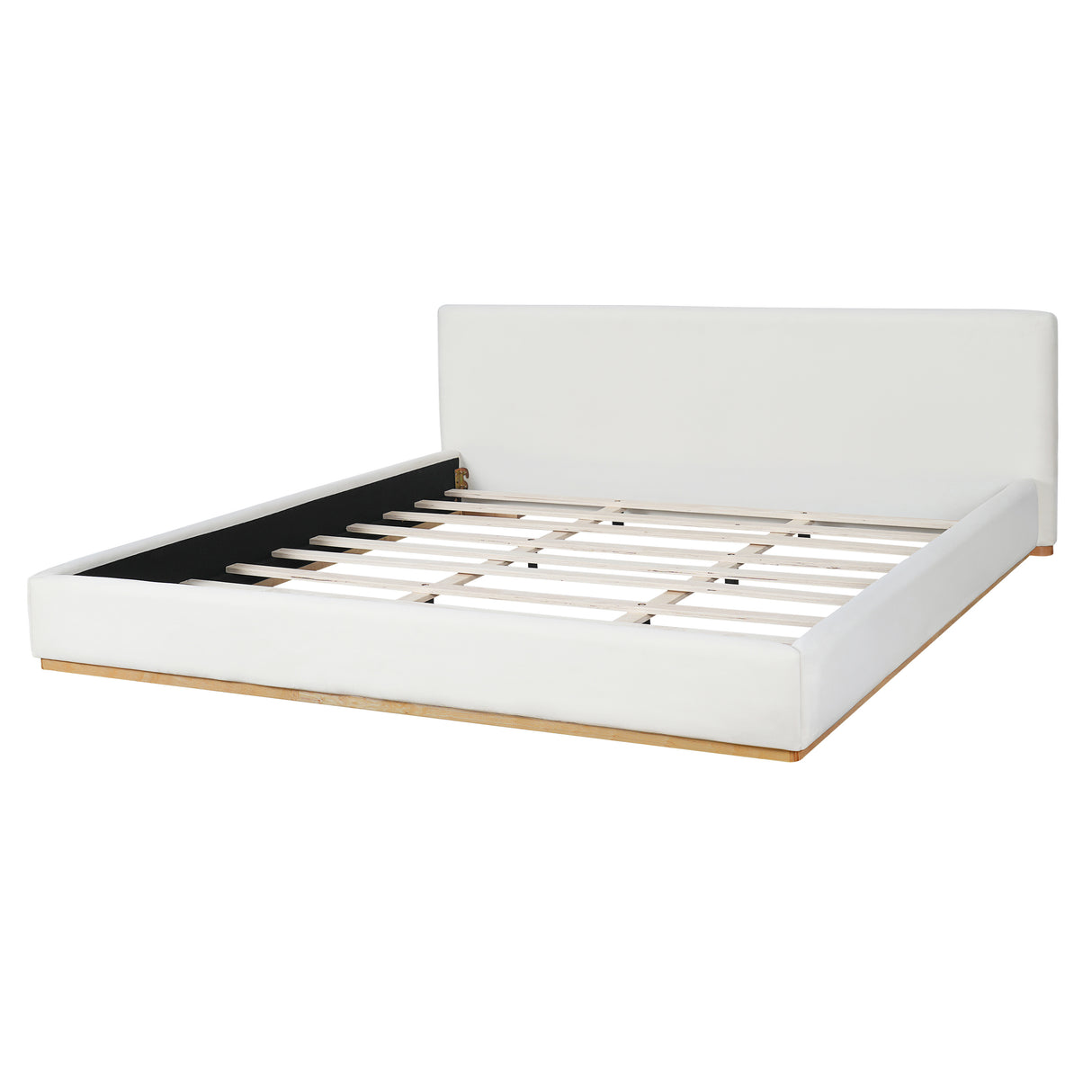 Elegant Upholstered Bed With Solid Wood Frame, King