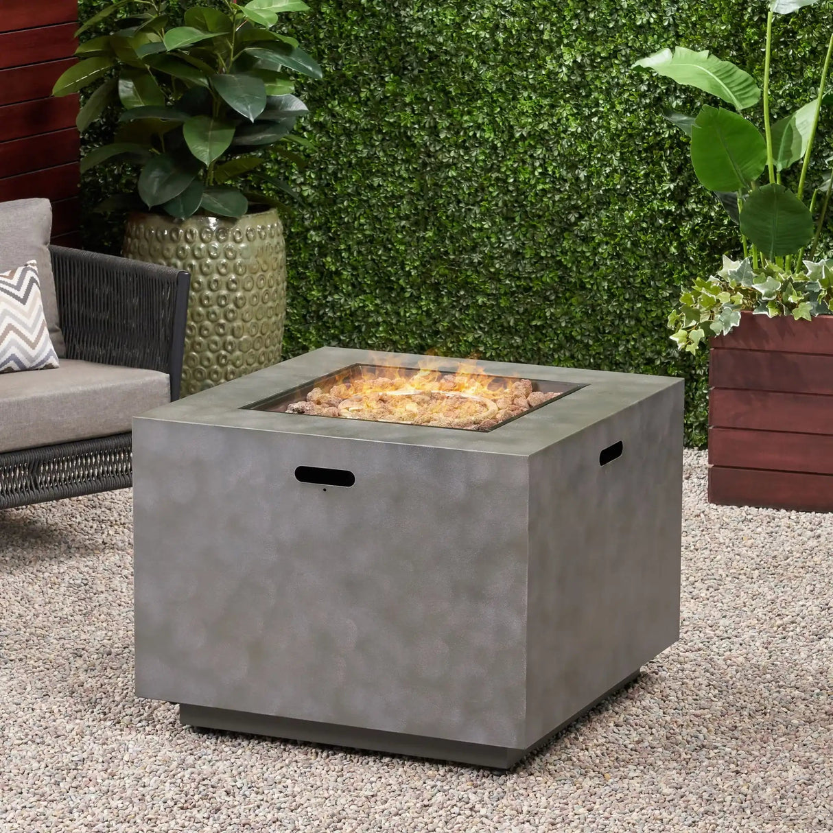Outdoor Patio Gas Burning Fire Pit Table 50,000 Btu, Square - Best Buy Furniture