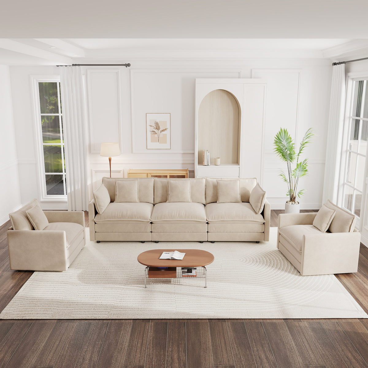 Sofa Set of 3: Living Room Sofa Set with Accent Chairs