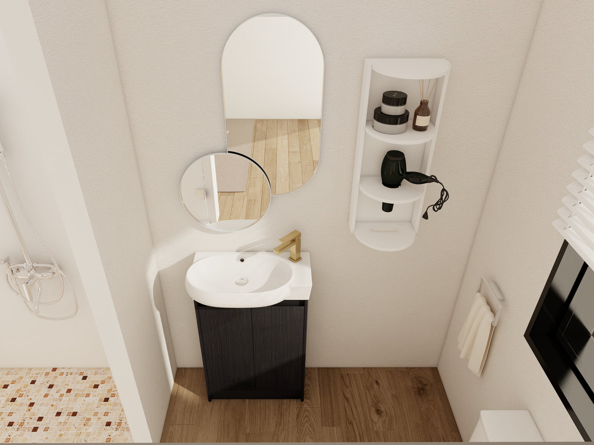 23" Freestanding Bathroom Vanity with Sink and Storage Rack