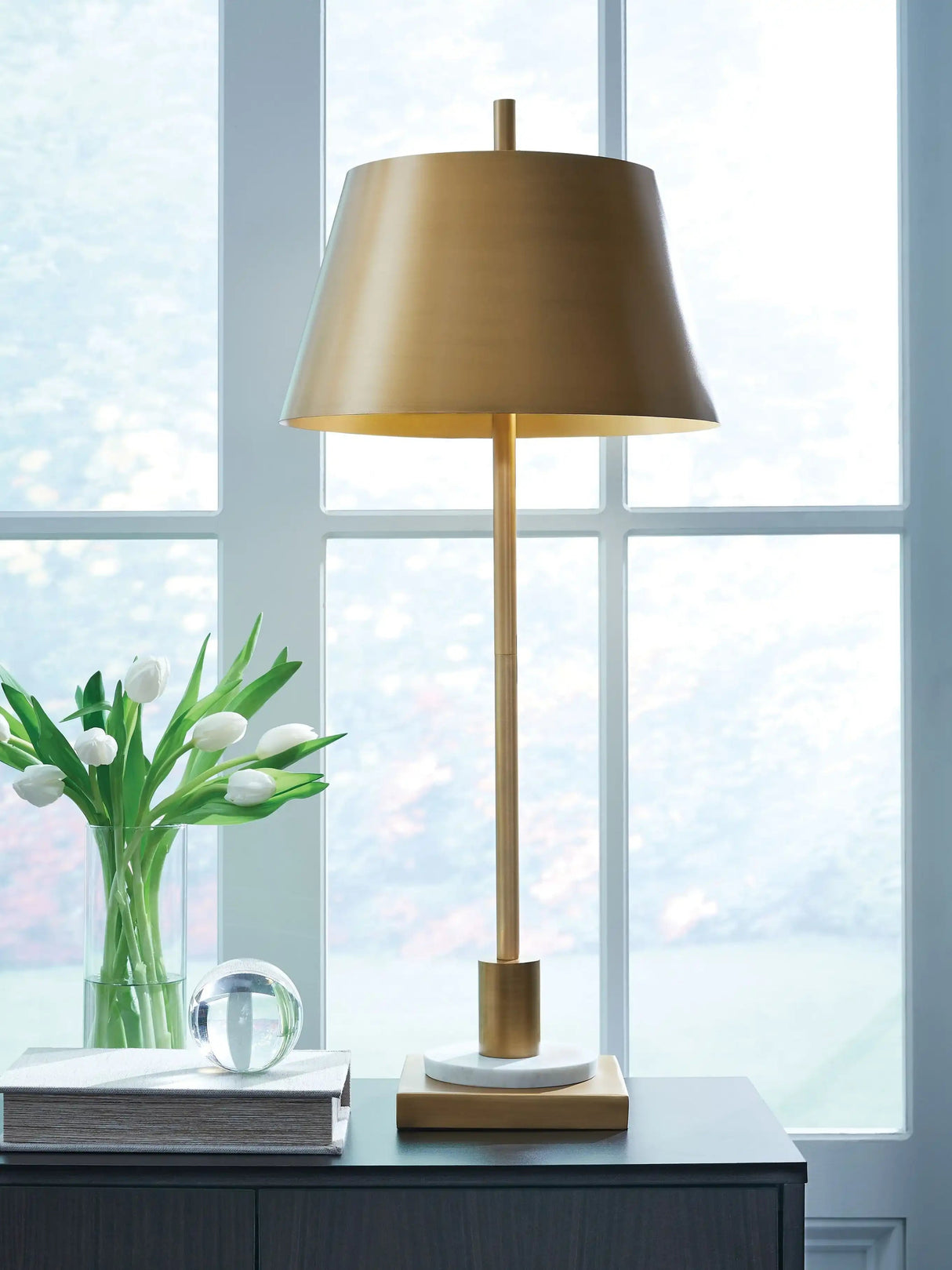 Fritzburn - Metal Table Lamp - Gold Finish / White - Best Buy Furniture