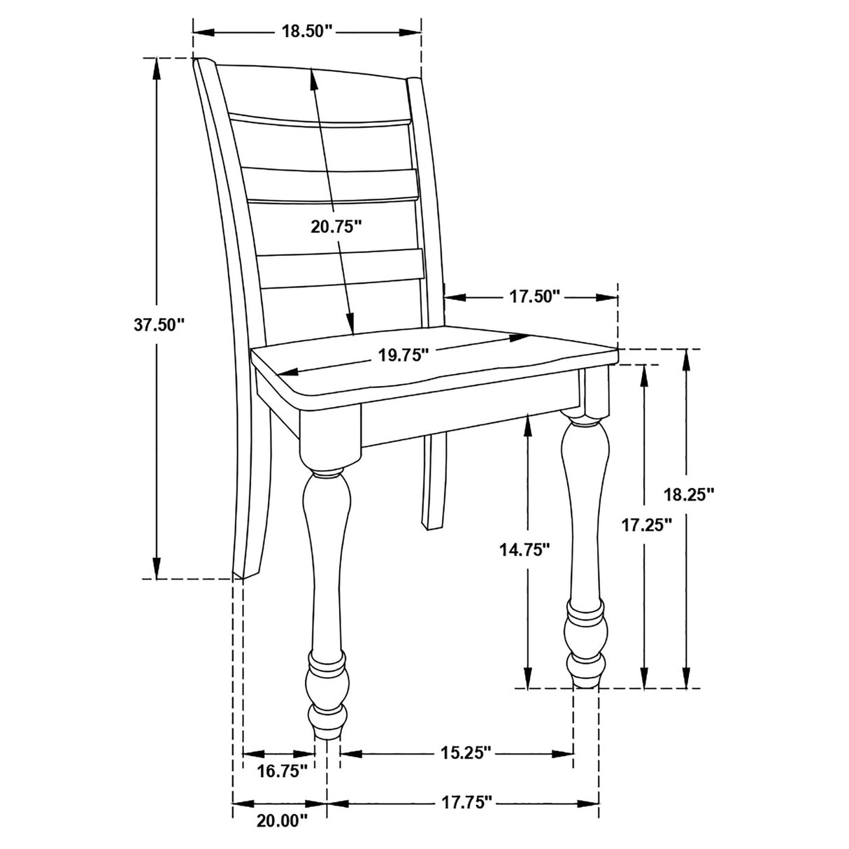 Ladder Back Side Chair With Saddle Seat (Set of 2) - White