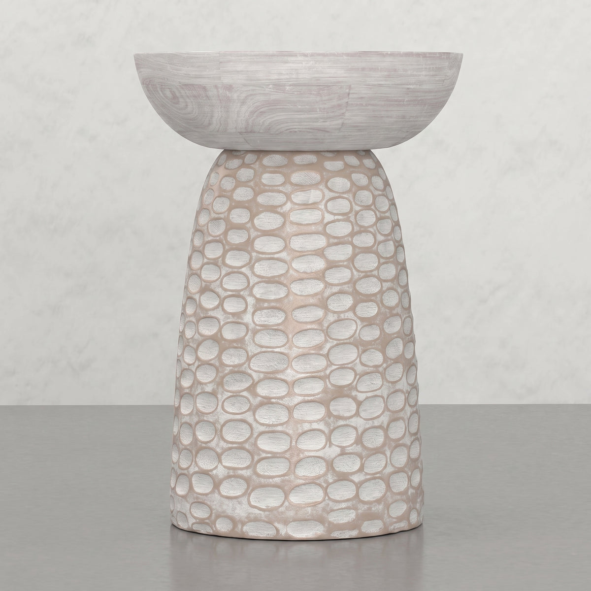 Elmford 13W Round Pedestal Dimple Accent Table