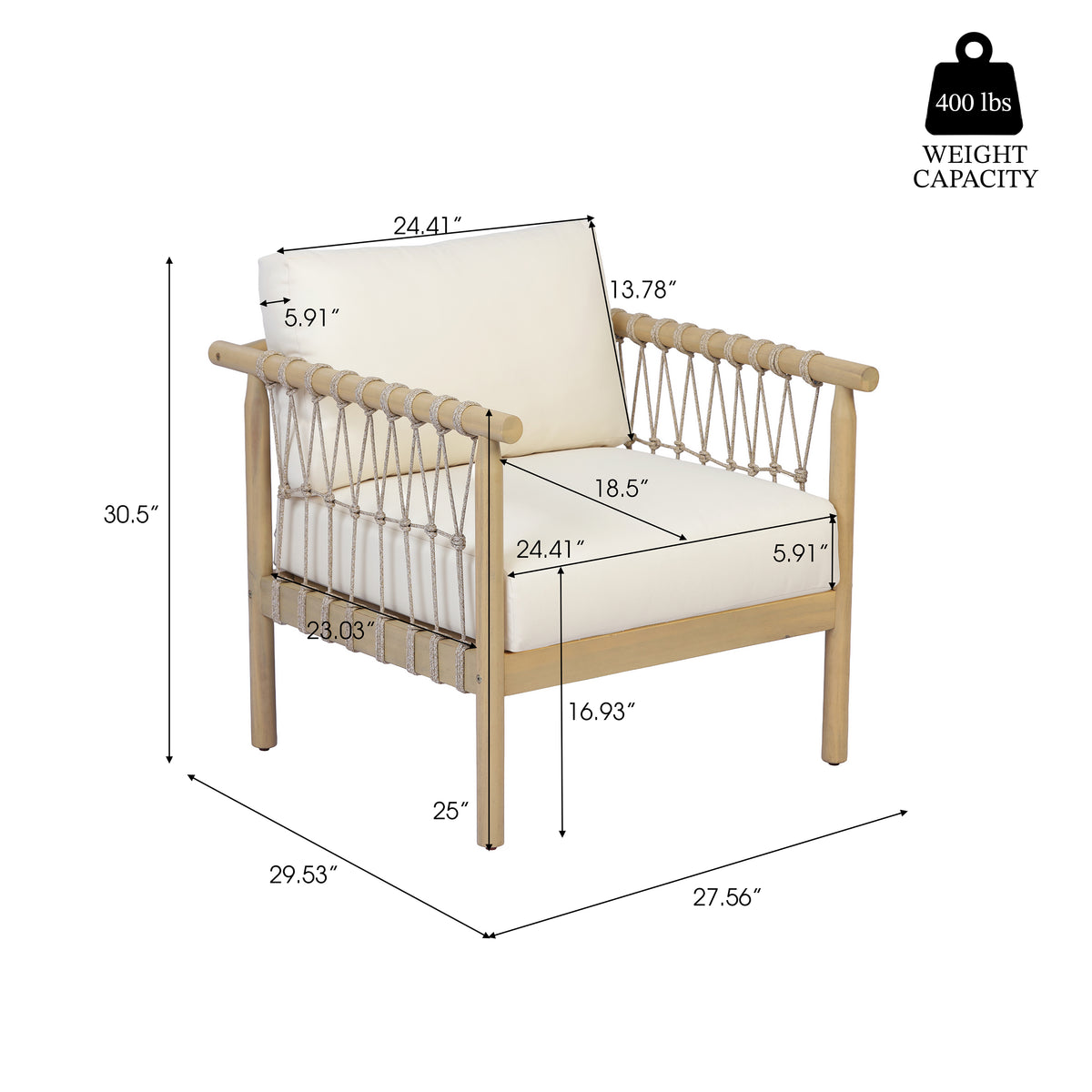 Outdoor Acacia Wood 3-Piece Furniture Set