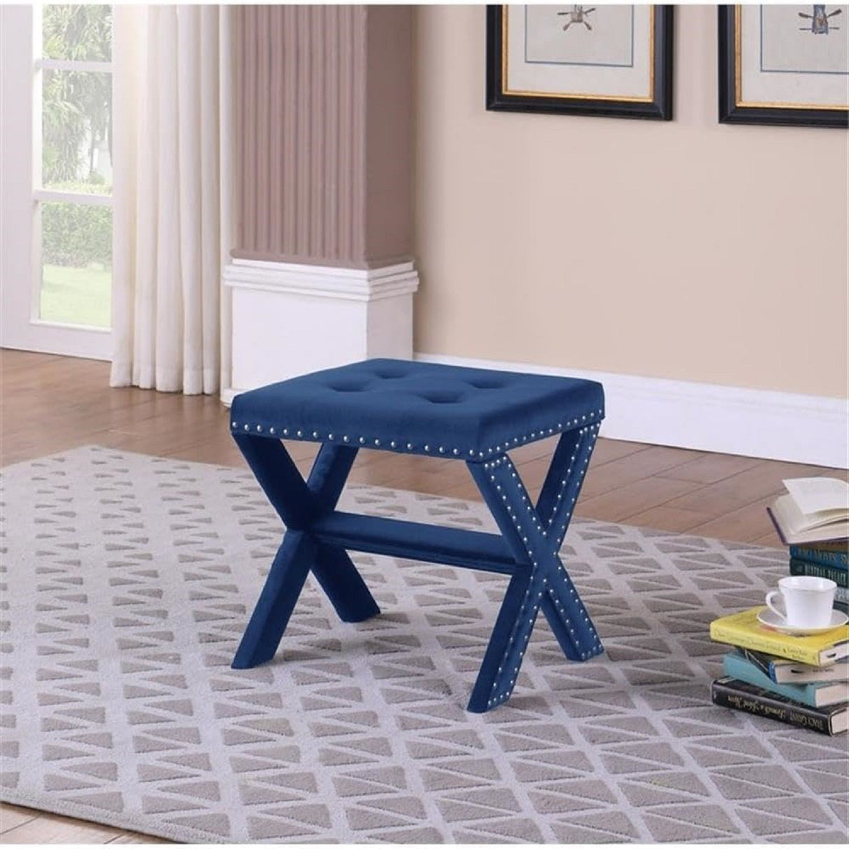 Upholstered Accent Bench With Nailhead Trim