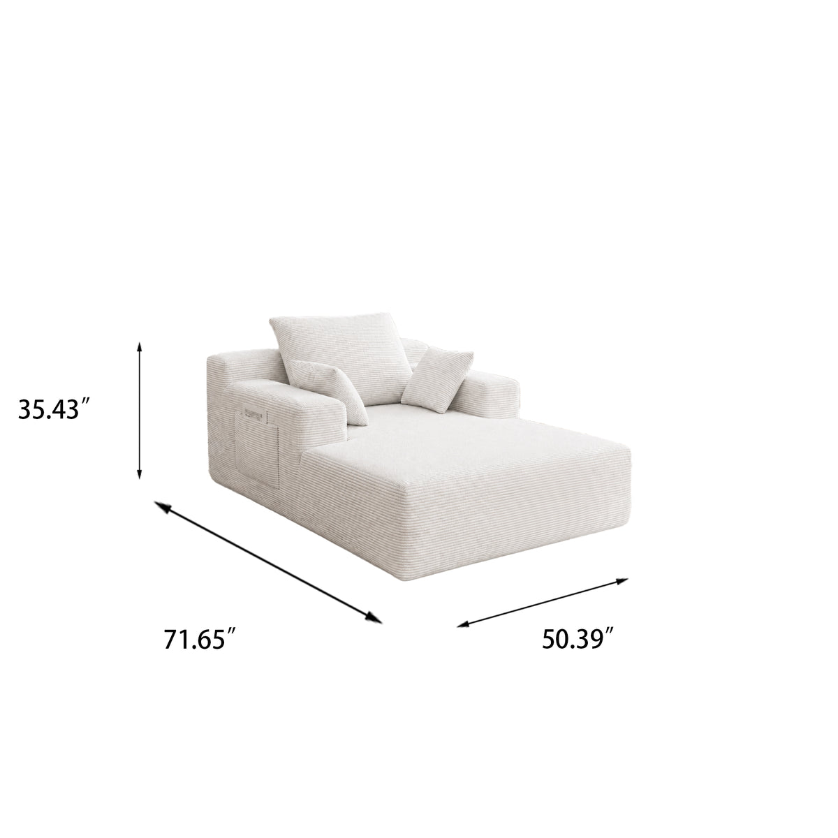 71.65'' Corduroy Chaise Lounge Sofa with Cup Holders & Storage Pocket