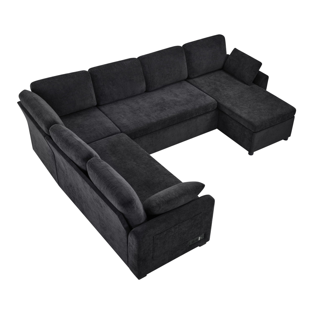 Convertible U-Shaped Sectional Sofa Bed With Reversible Chaise