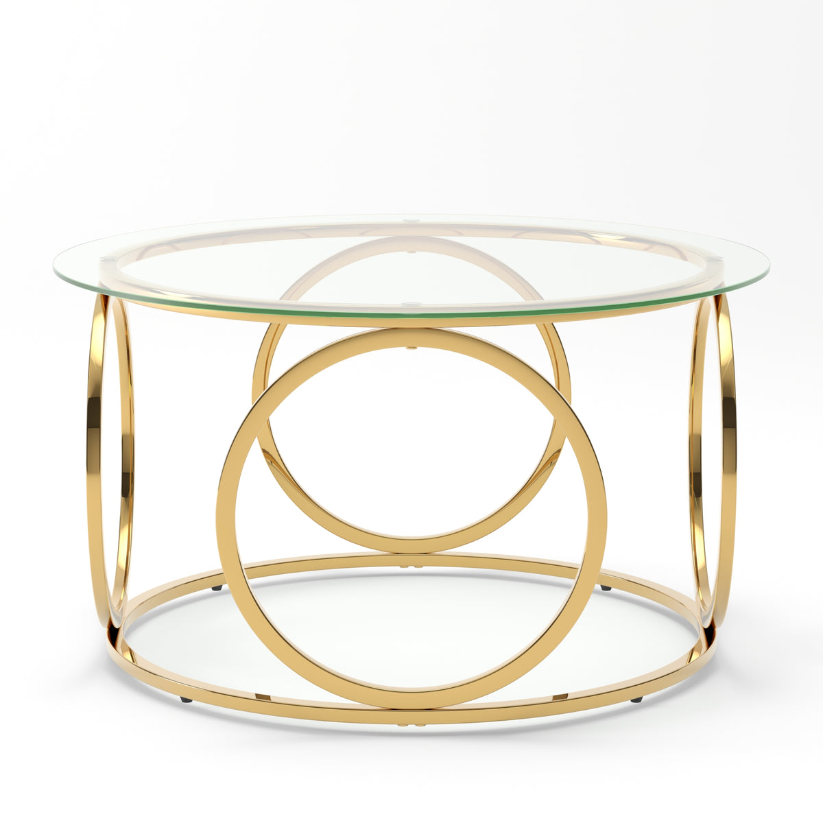 31.5" Modern Round Glass Top Coffee Table