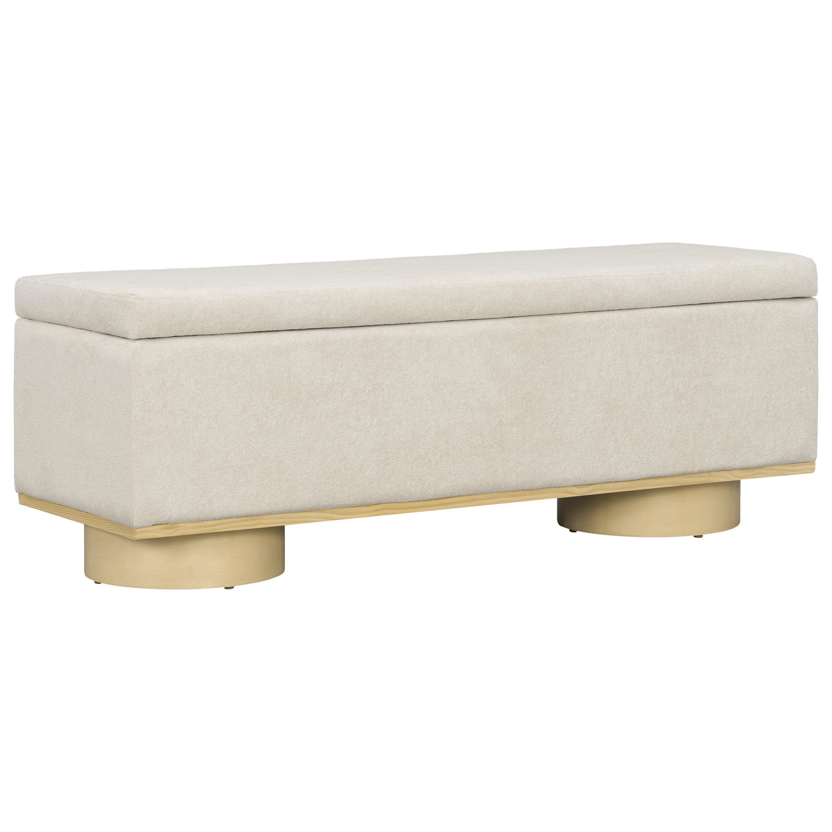 Modern 50" Oatmeal Upholstered Storage Bench