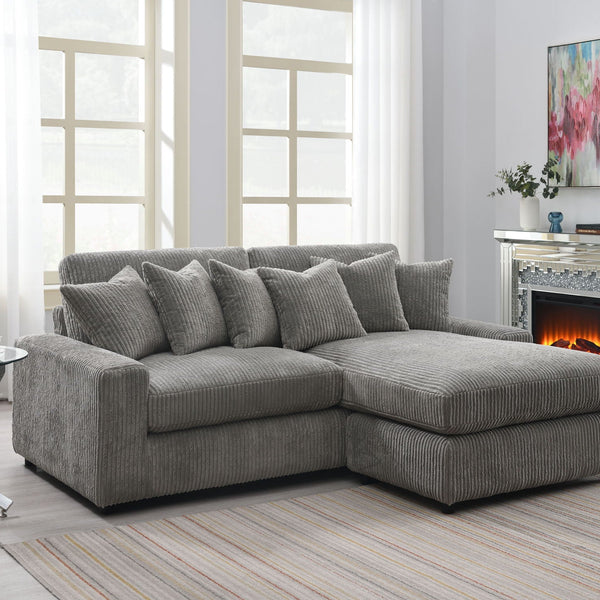 Tavia - Reversible Sectional Sofa With 6 Pillows - Gray - Best Buy Furniture