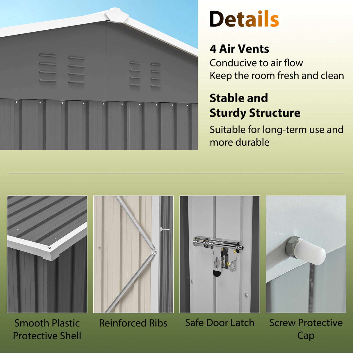 10'x8' Oversized Steel Storage Shed with Window and Lockable Doors