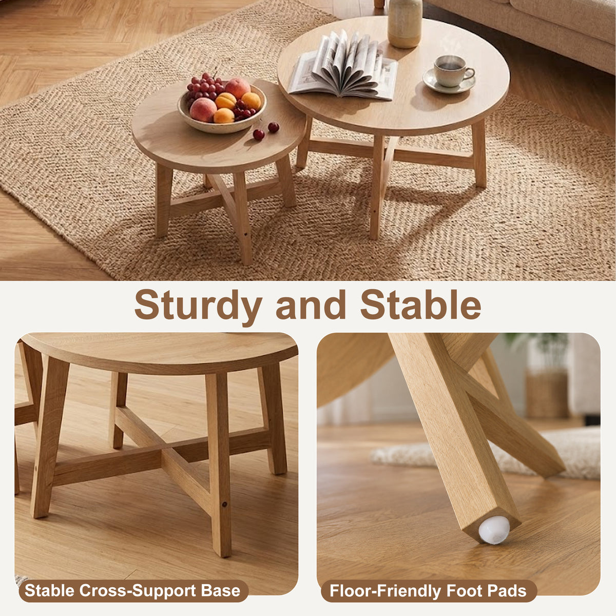 Set of 2 Round Nesting Coffee Tables