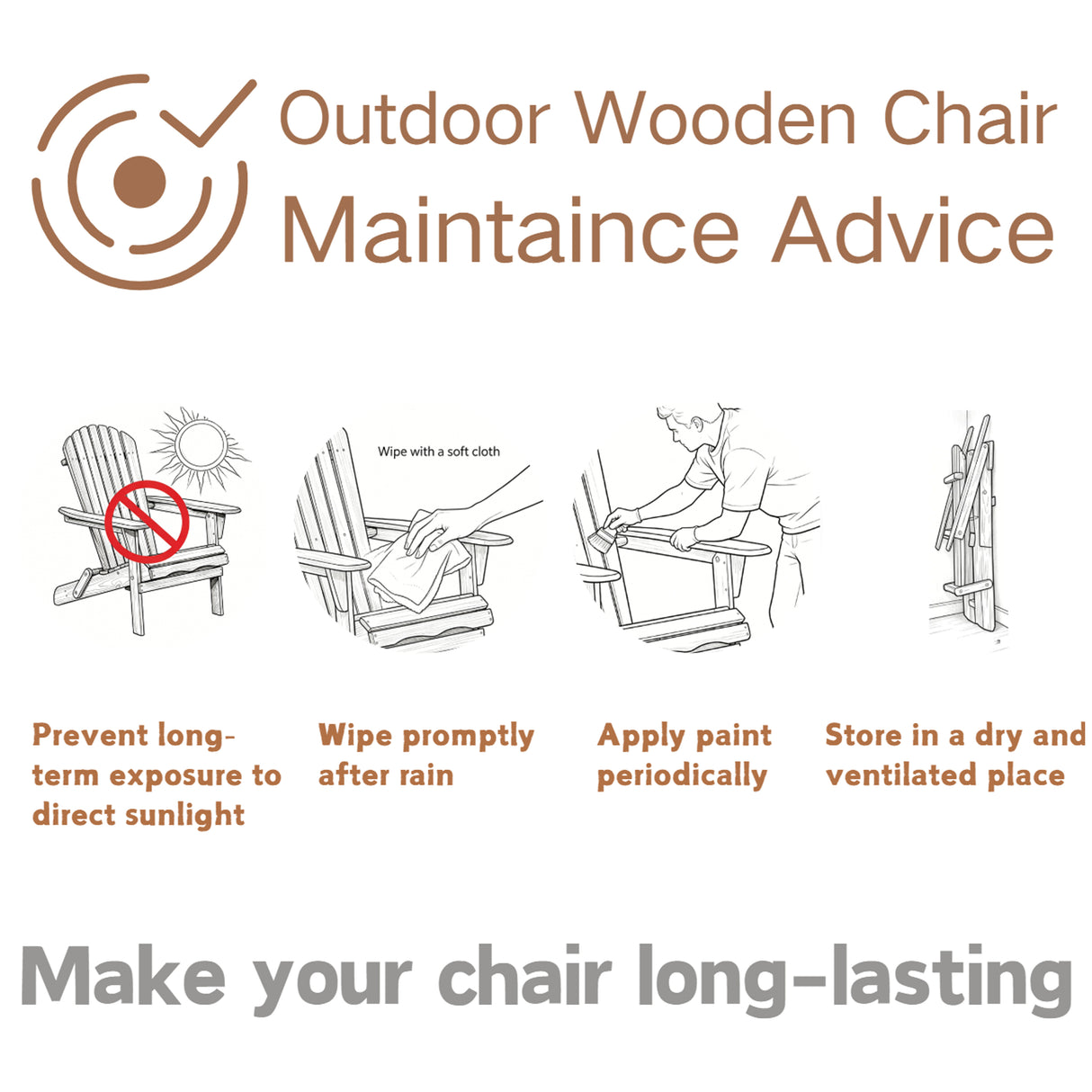 Oversize Wooden Outdoor Folding Adirondack Chair