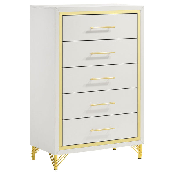 Chesney - 5 Drawer Chest With Trim - White