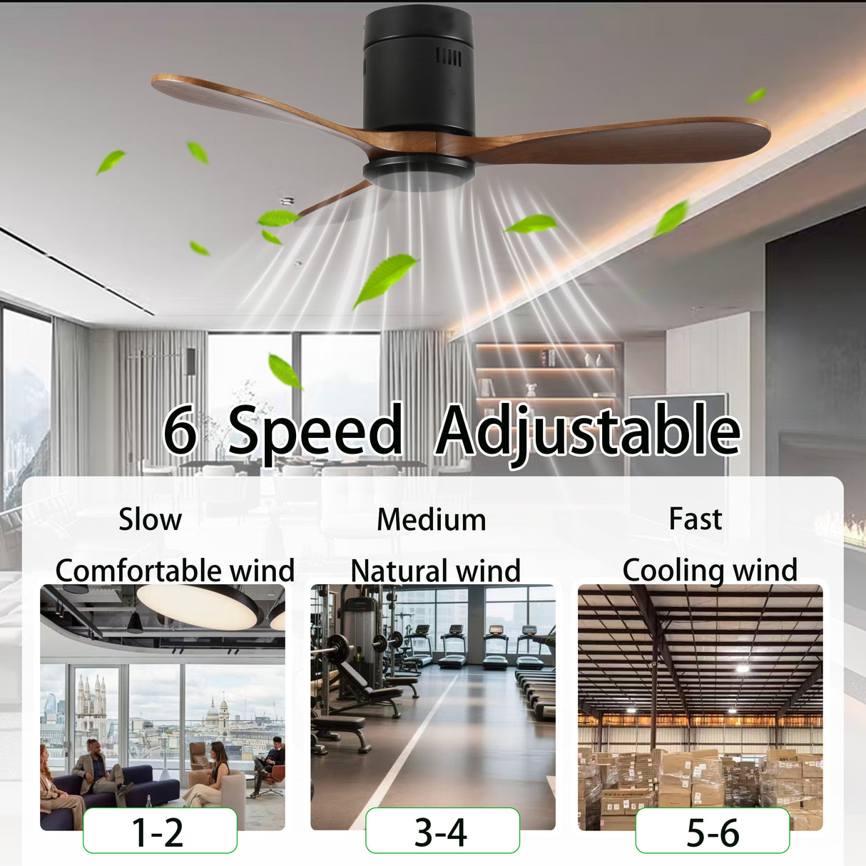 42-Inch Flush Mount Ceiling Fan Without Light