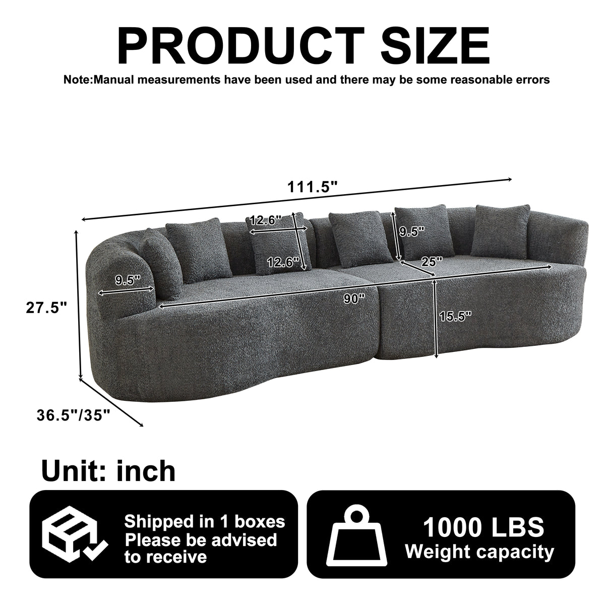 Curved Sectional Sofa - Oversized Modern Design