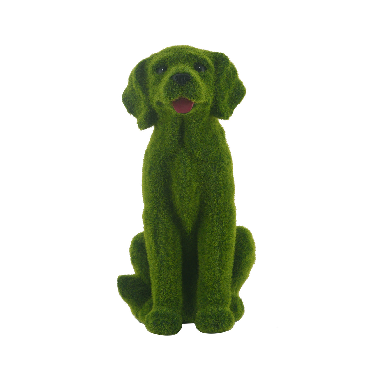 Flocked Dog Garden Statue with Weatherproof Resin - Green
