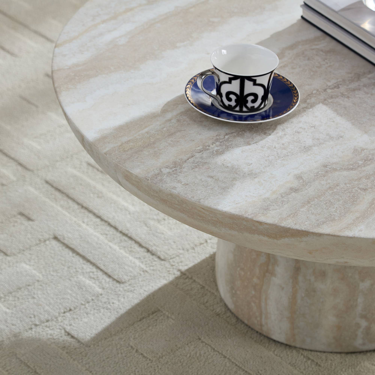Mushroom Coffee Table, 31.5-Inch Round Fiberglass, Beige