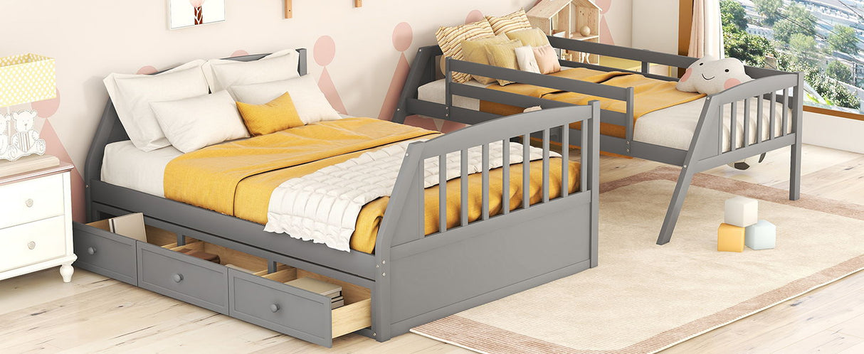 Bunk Bed With Drawers, Ladder And Storage Staircase