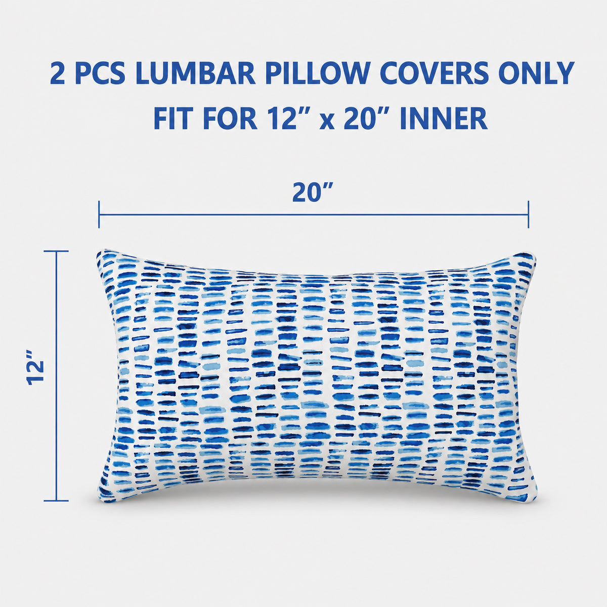 2 Pack Outdoor Lumbar Pillow Covers - Blue Dash