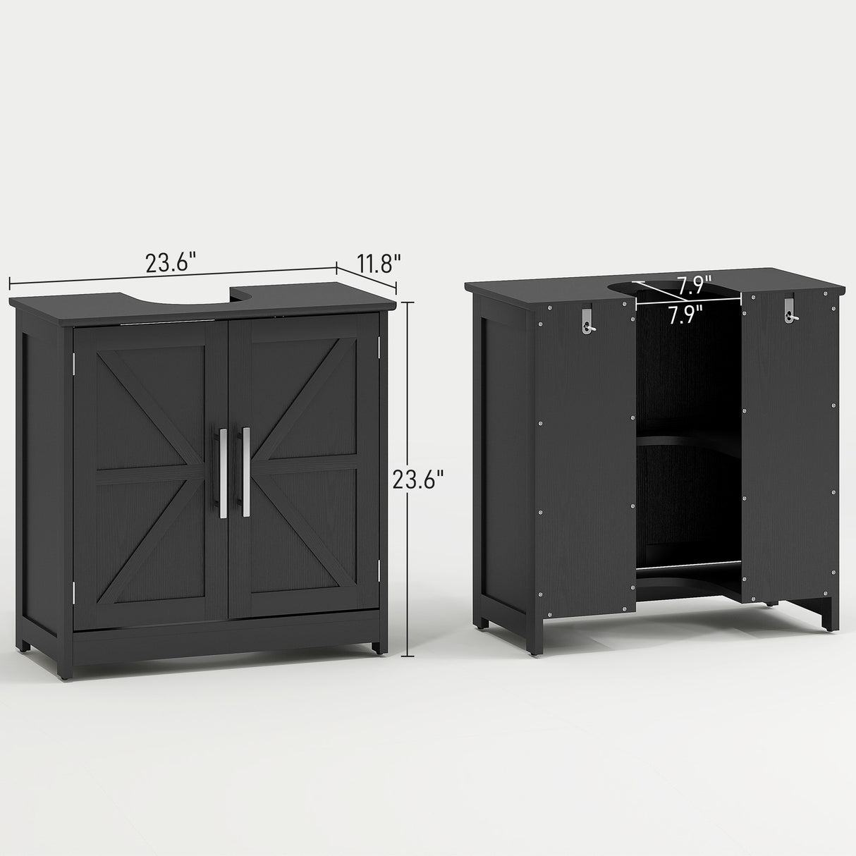 Pedestal Sink Storage Cabinet with 2 Barn Doors and Adjustable Shelf