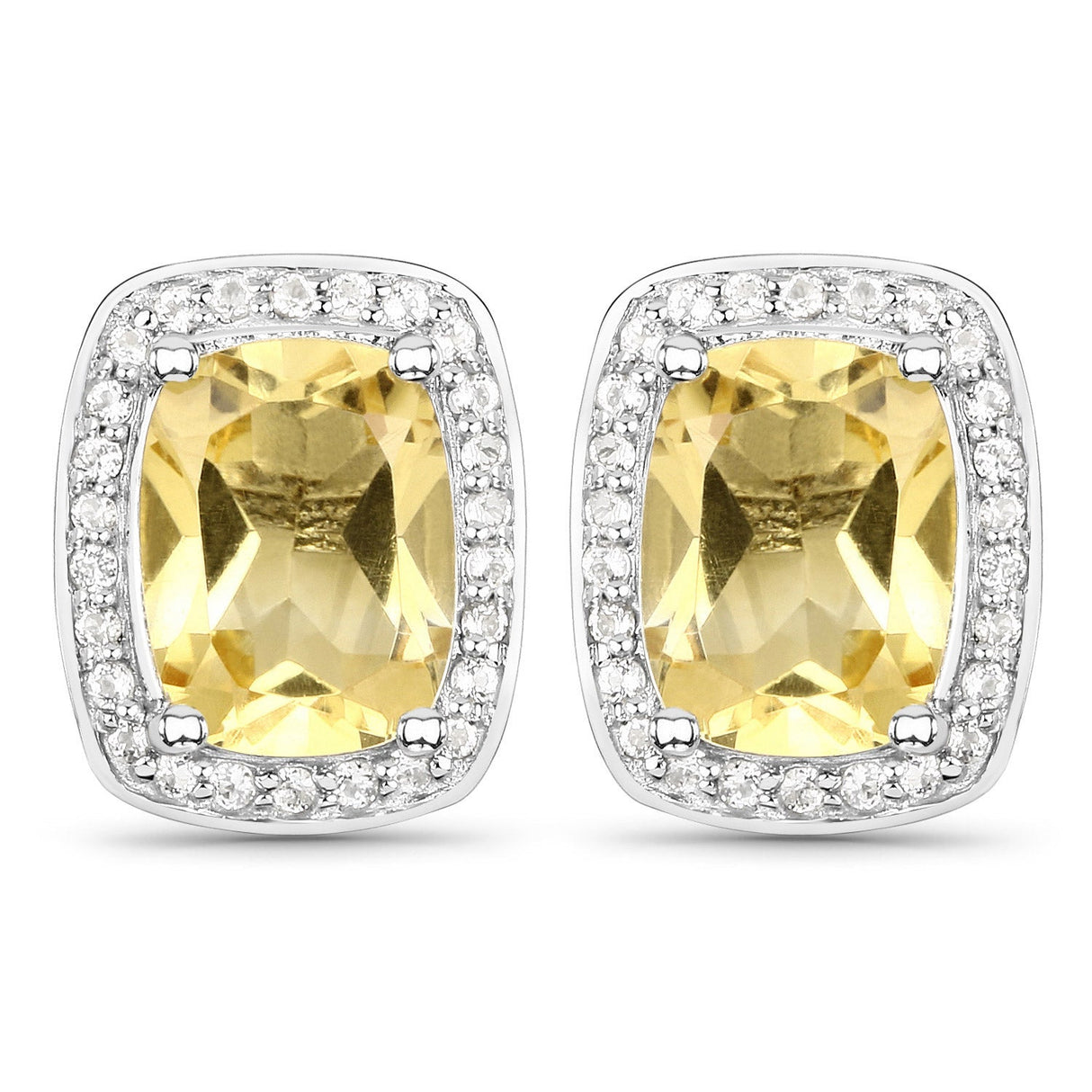 2.81 Carat Genuine Citrine and White Topaz .925 Sterling Silver Earrings