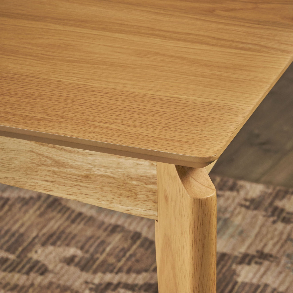 Mid Century Dining Table, Rubberwood With Walnut Veneer - Natural Oak - Best Buy Furniture