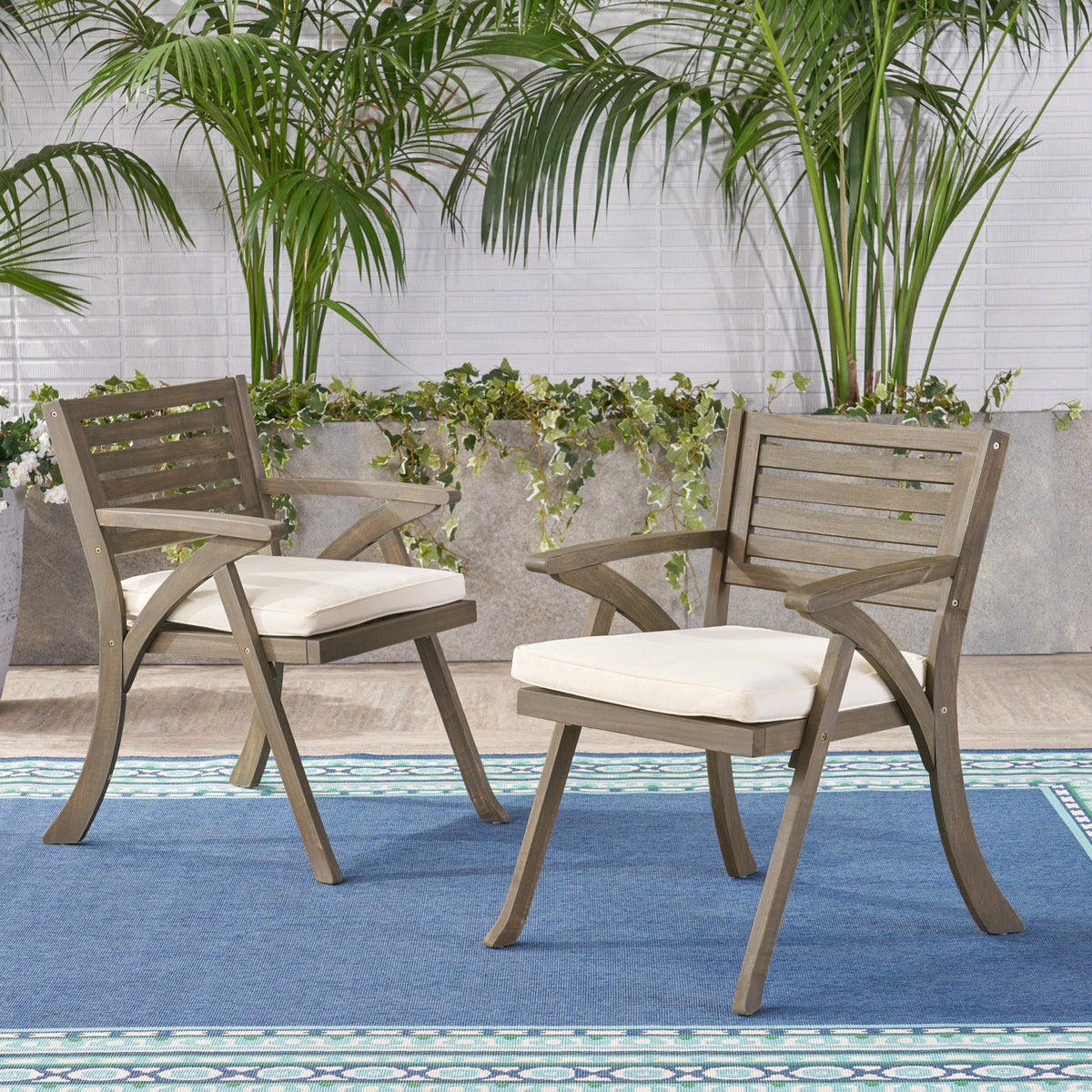 Helen Outdoor Acacia Wood Dining Chair