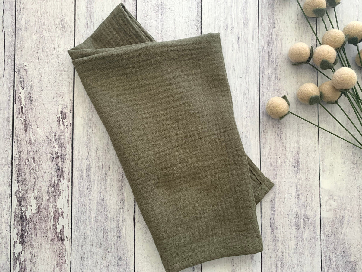 Cotton Crinkle Cloth Napkins, Set of Four - olive | Dot and Army
