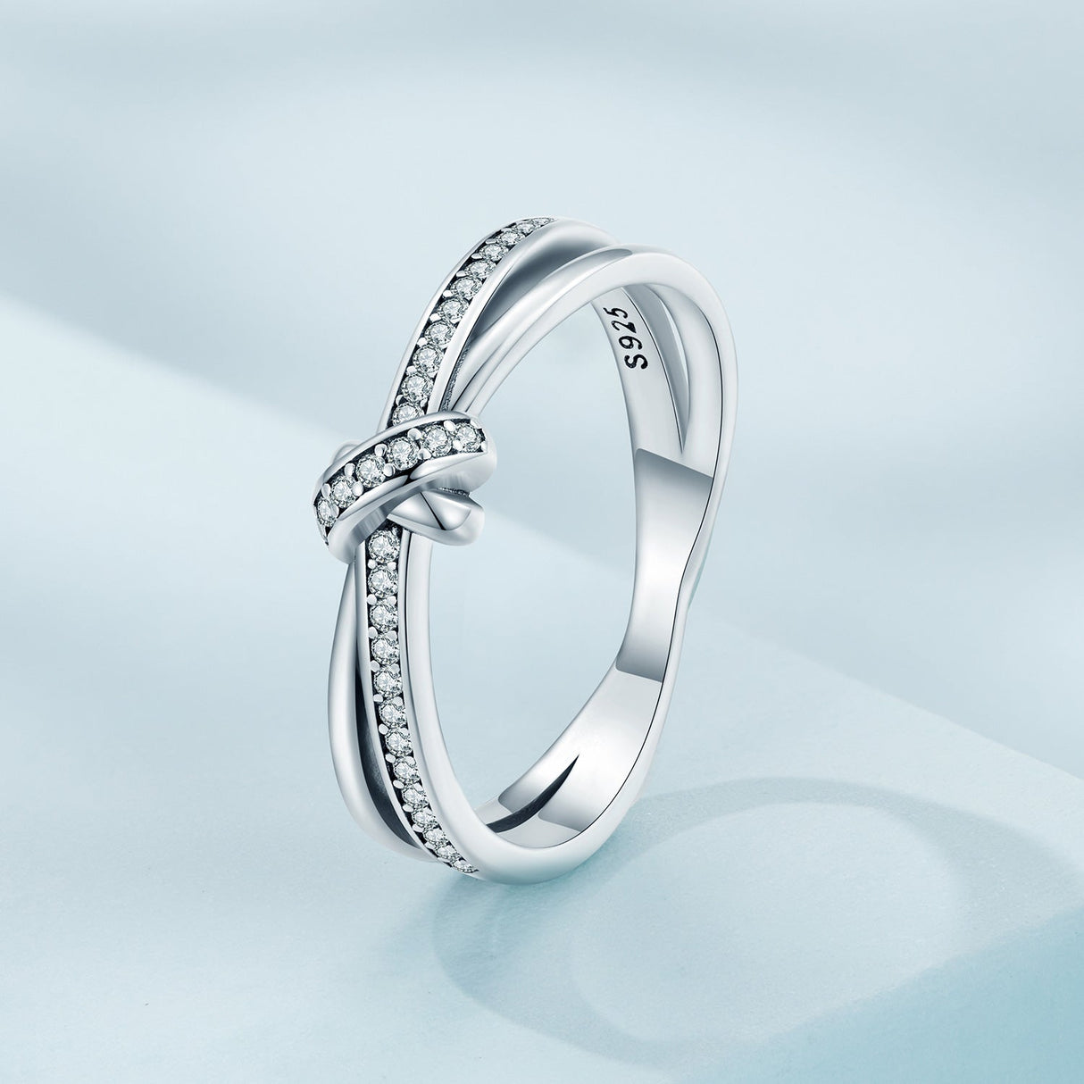 S925 Sterling Silver Oxidized Pavé Setting CZ Ring Size 6 for Women