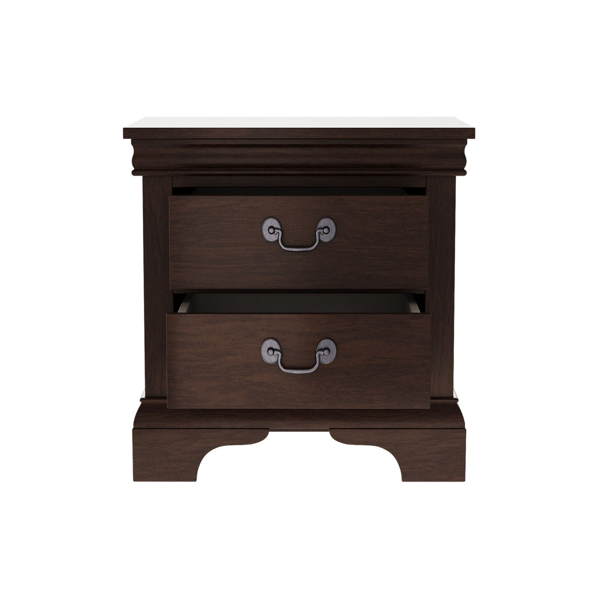 DreamyCasa Wood Nightstand with 2 Drawers in Dark Brown