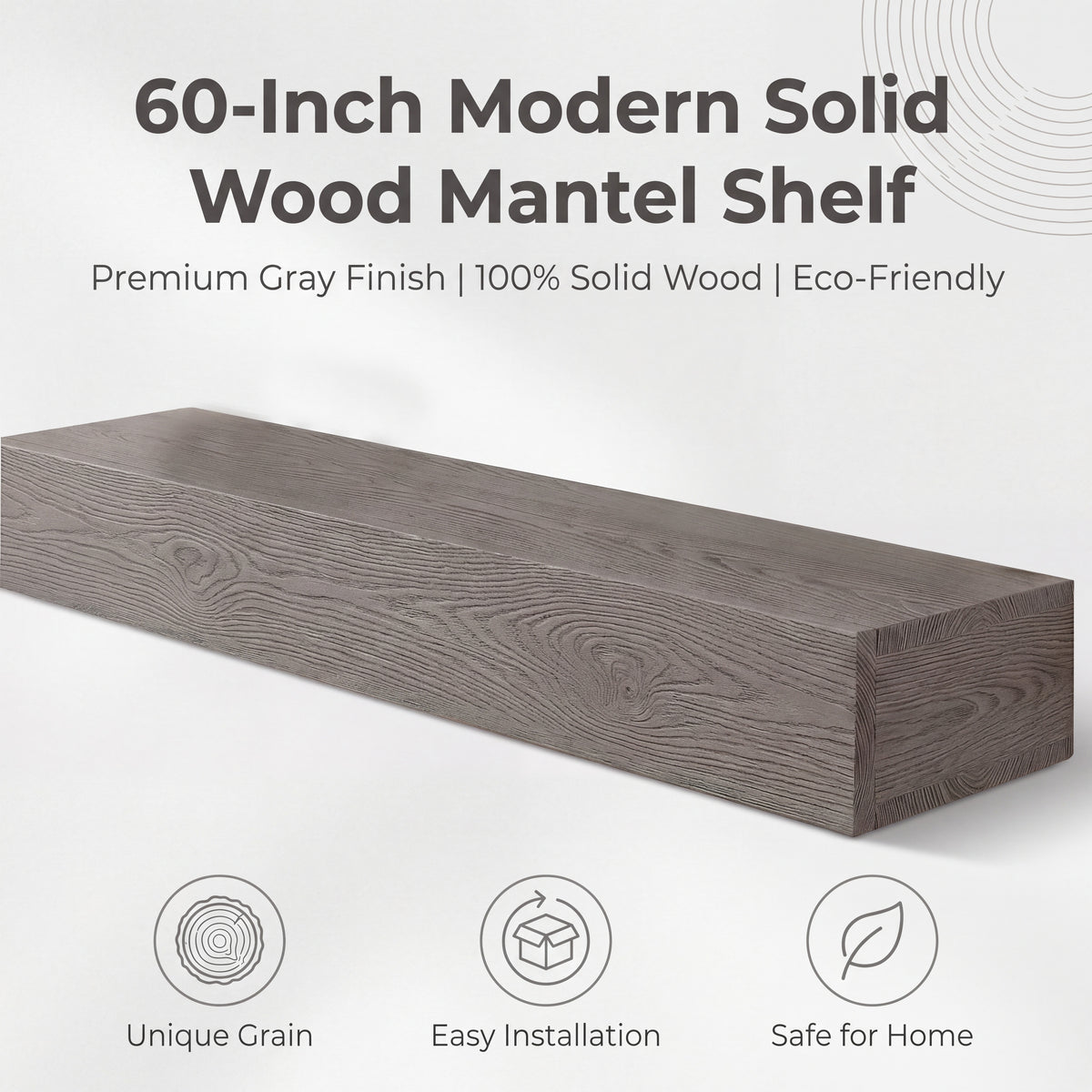 Droad 60" Rustic Embossed Wood Fireplace Mantel - view 6