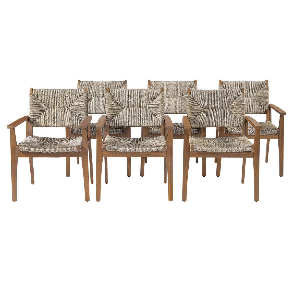 Durable Outdoor Dining Chair Set with Acacia Wood Frame and Wicker Seat - view 10