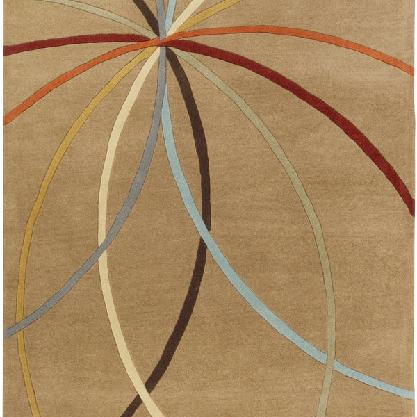 Davison Brown Geometric Modern Wool Rug