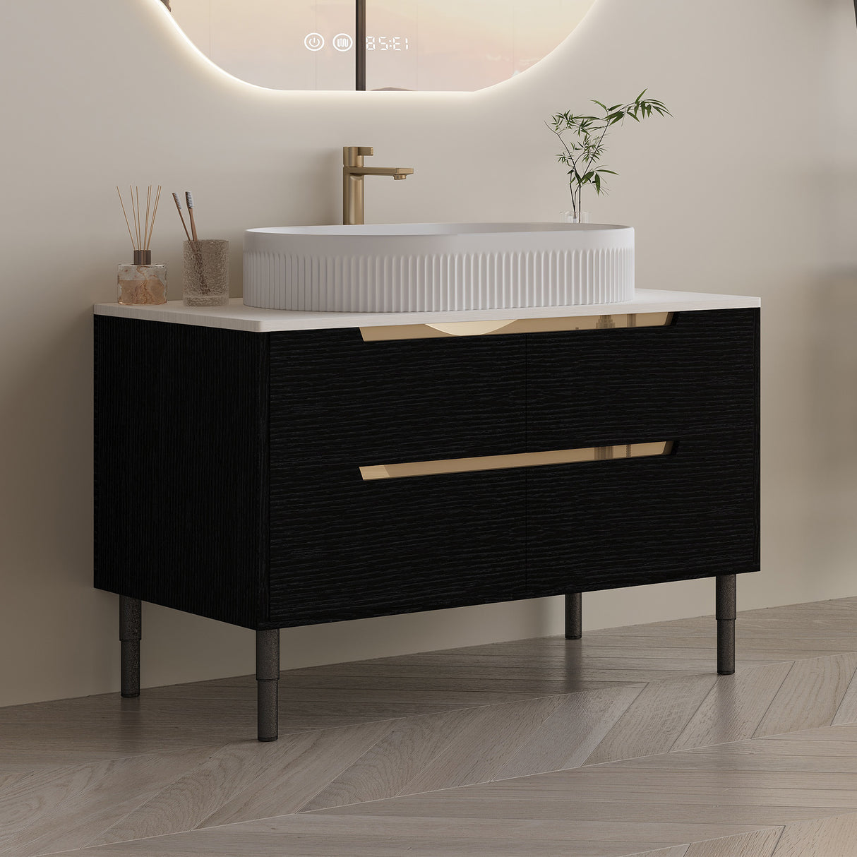 36 Inch Bathroom Vanity with Ceramic Integrated Sink & Soft-Close Drawers