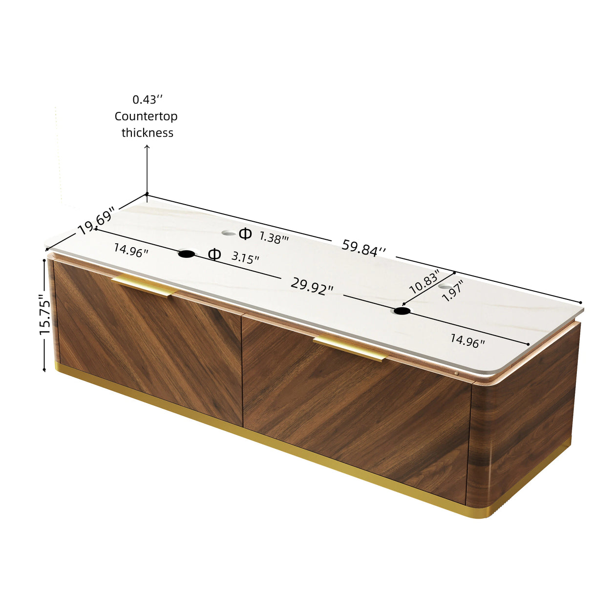 DIPA 60" Wall-Mounted Carrara Bathroom Vanity