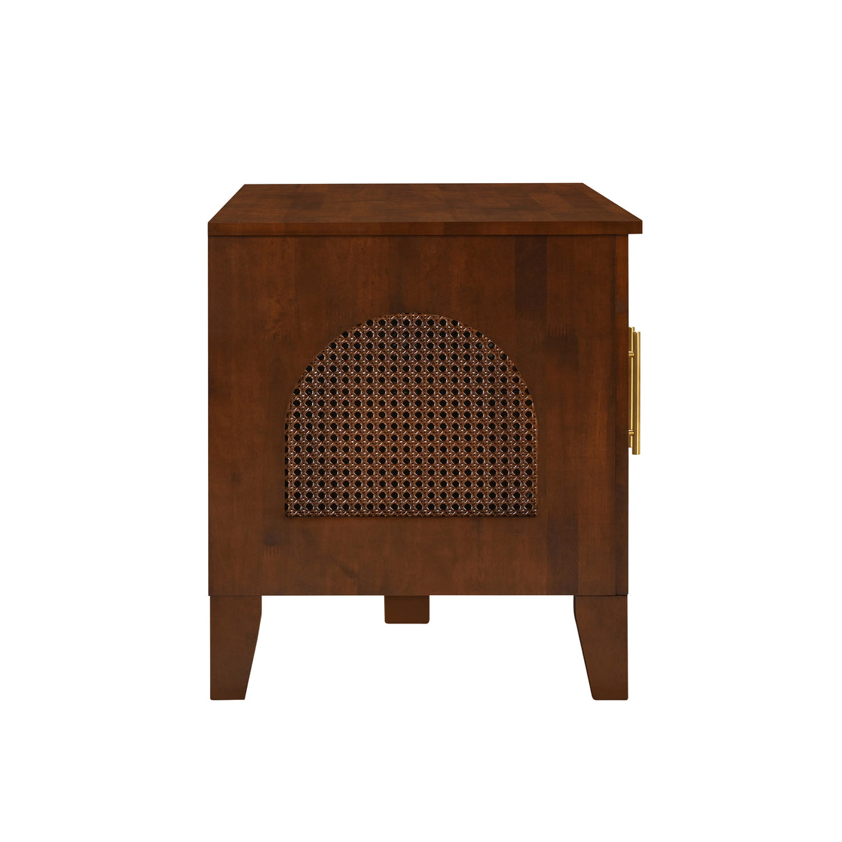 Lars Indoor Rattan Decorated Rubber Wood Dog Crate Cabinet Furniture