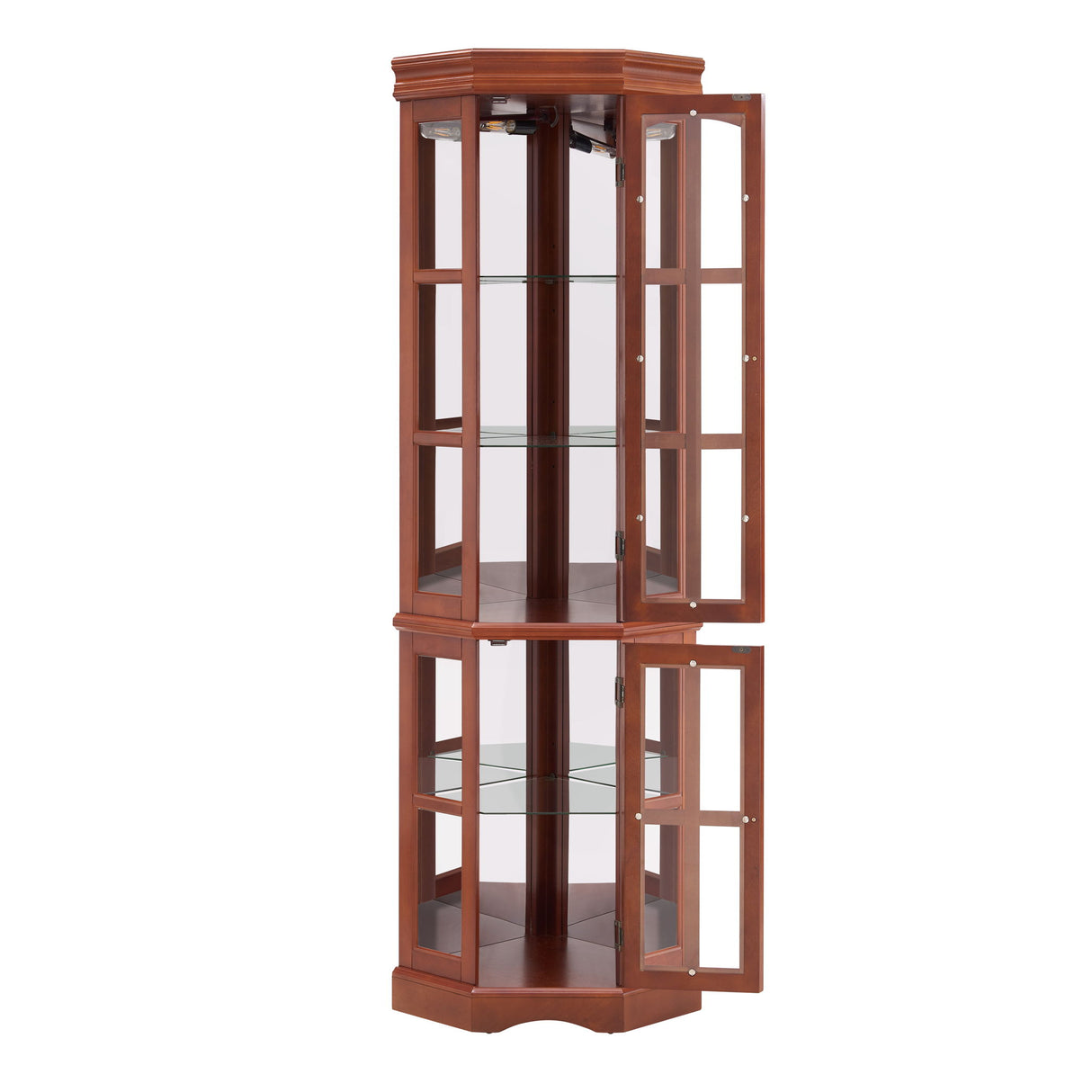 Corner Curio Cabinet With 5 Shelves And Lighting System (E26 Light Bulb Not Included)