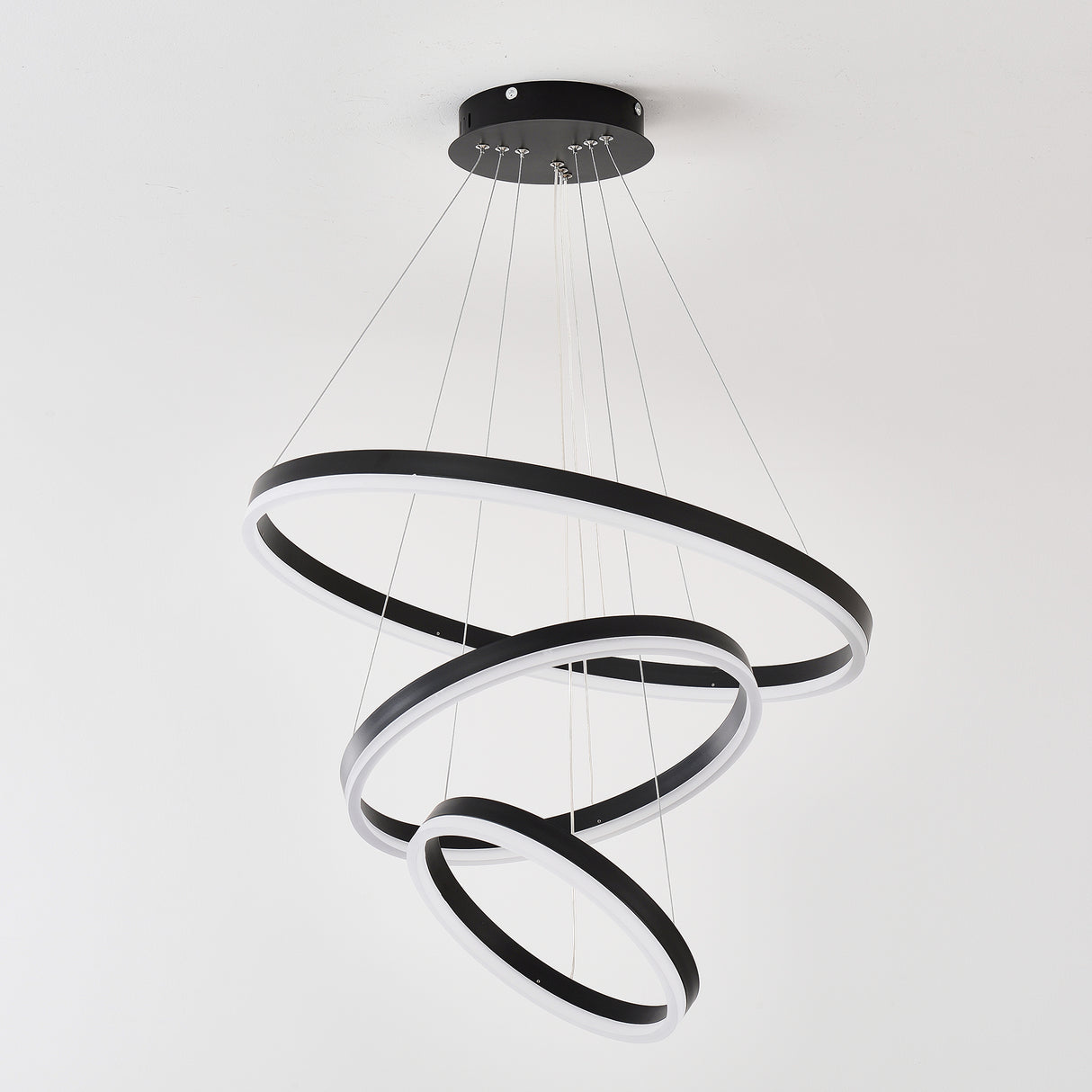 Modern 3 Rings Chandelier with Remote Control