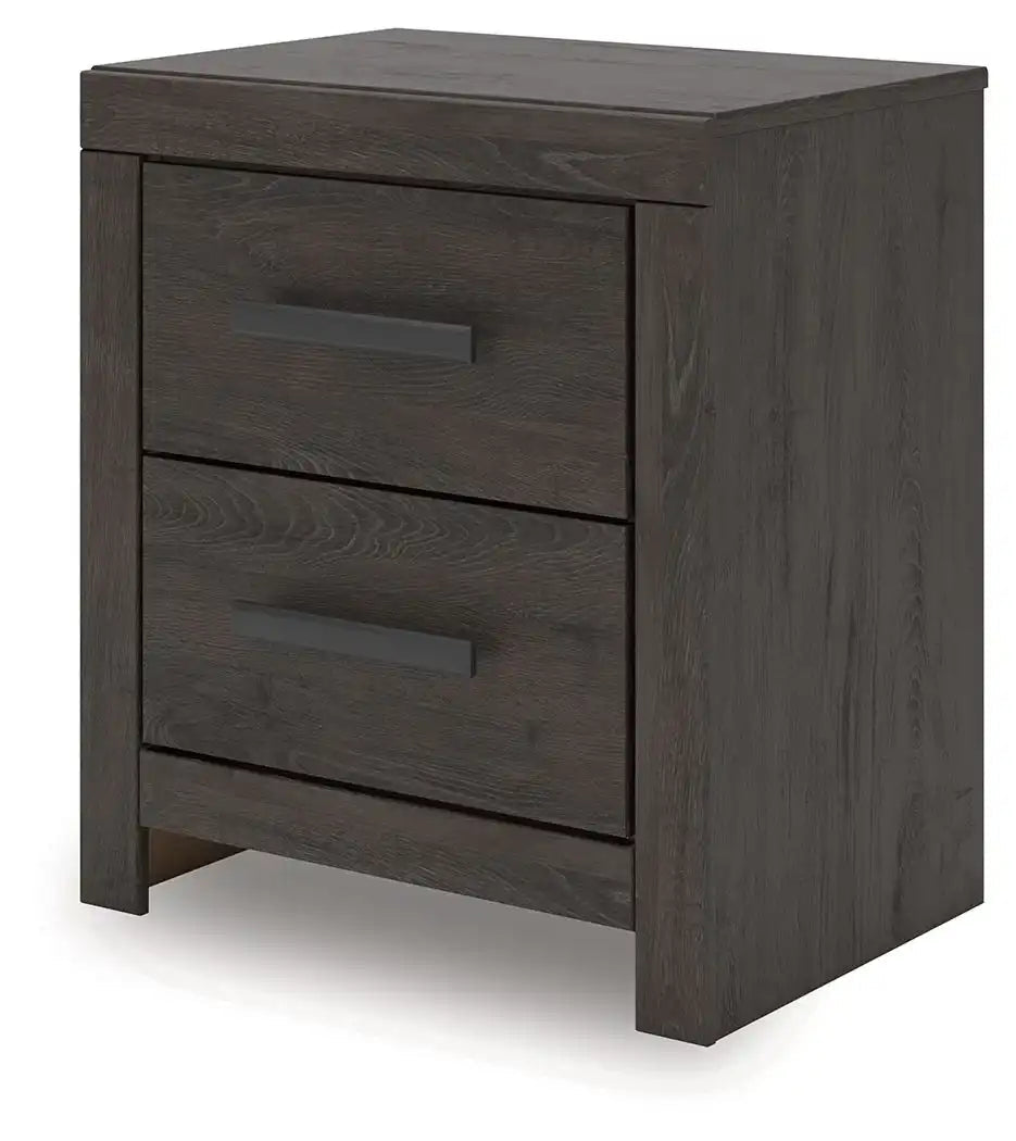 Prendonea - Two Drawer Night Stand - Charcoal - Best Buy Furniture