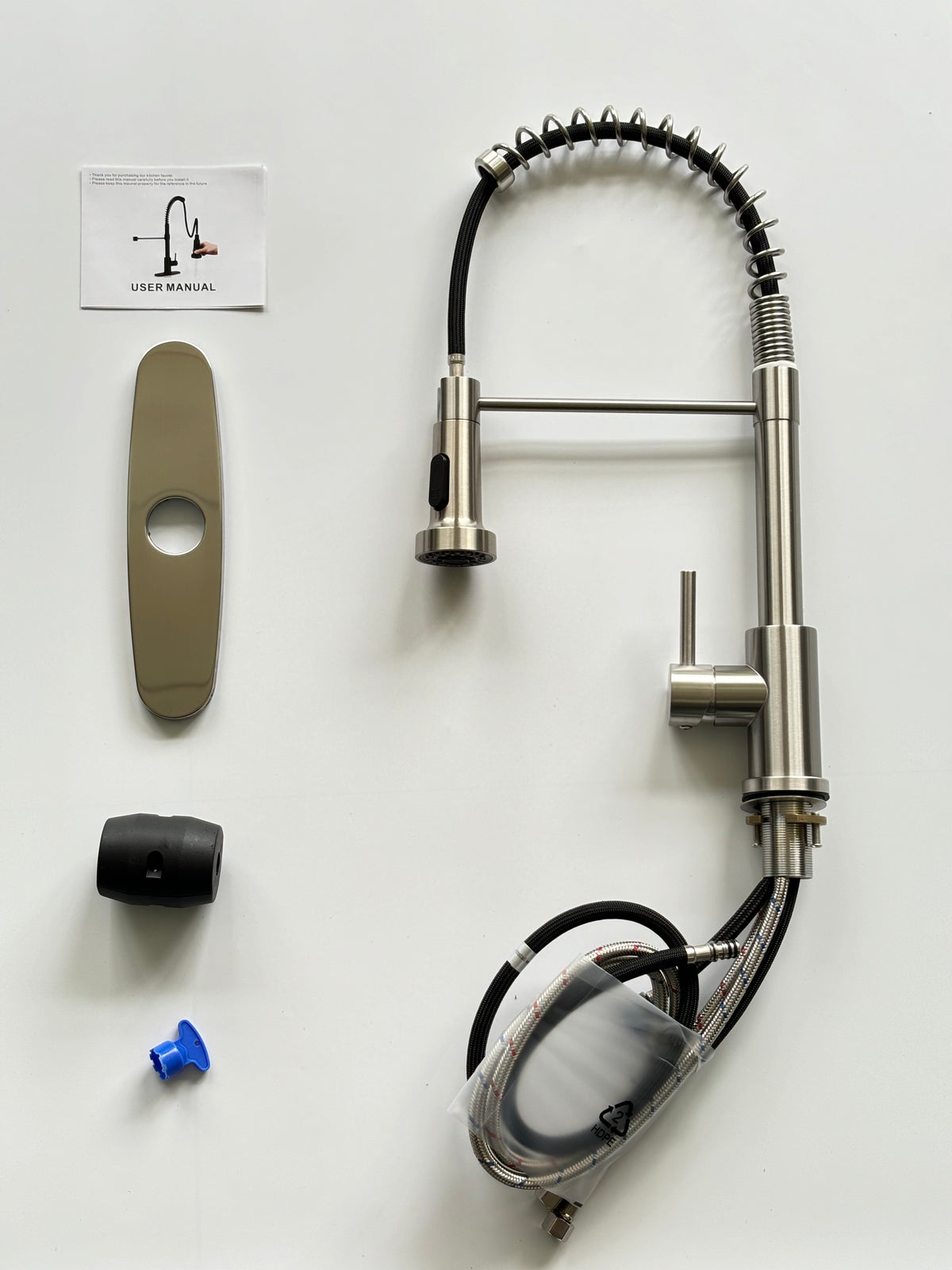 Brushed Nickel Kitchen Faucet with Pull Down Sprayer