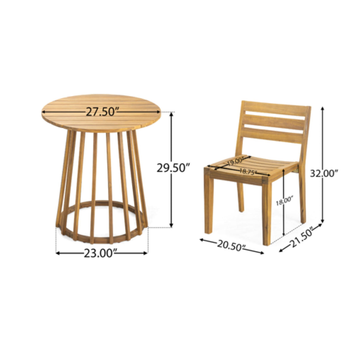 Outdoor 3 Pieces Dining Set, Round Bistro Set - Teak - Best Buy Furniture