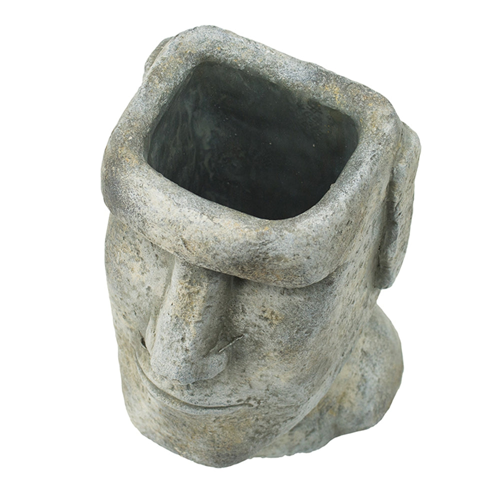 Easter Island Cement Planter with Iconic Sculpture Design - Gray