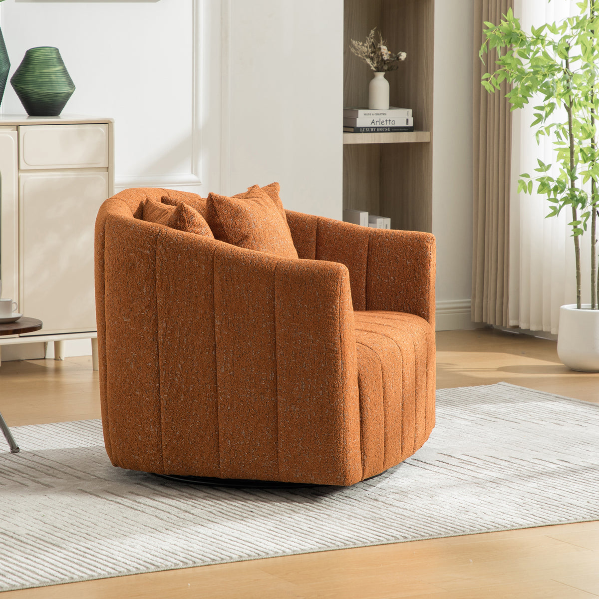 39"W Upholstered Oversized 360° Swivel Accent Barrel Chair