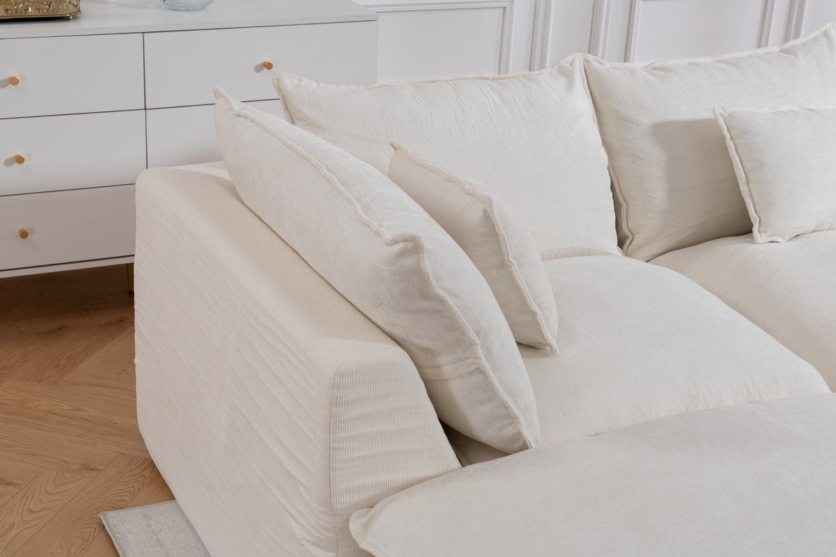 129.8" Width Cloud Couch Oversized Modular Sectional Sofa