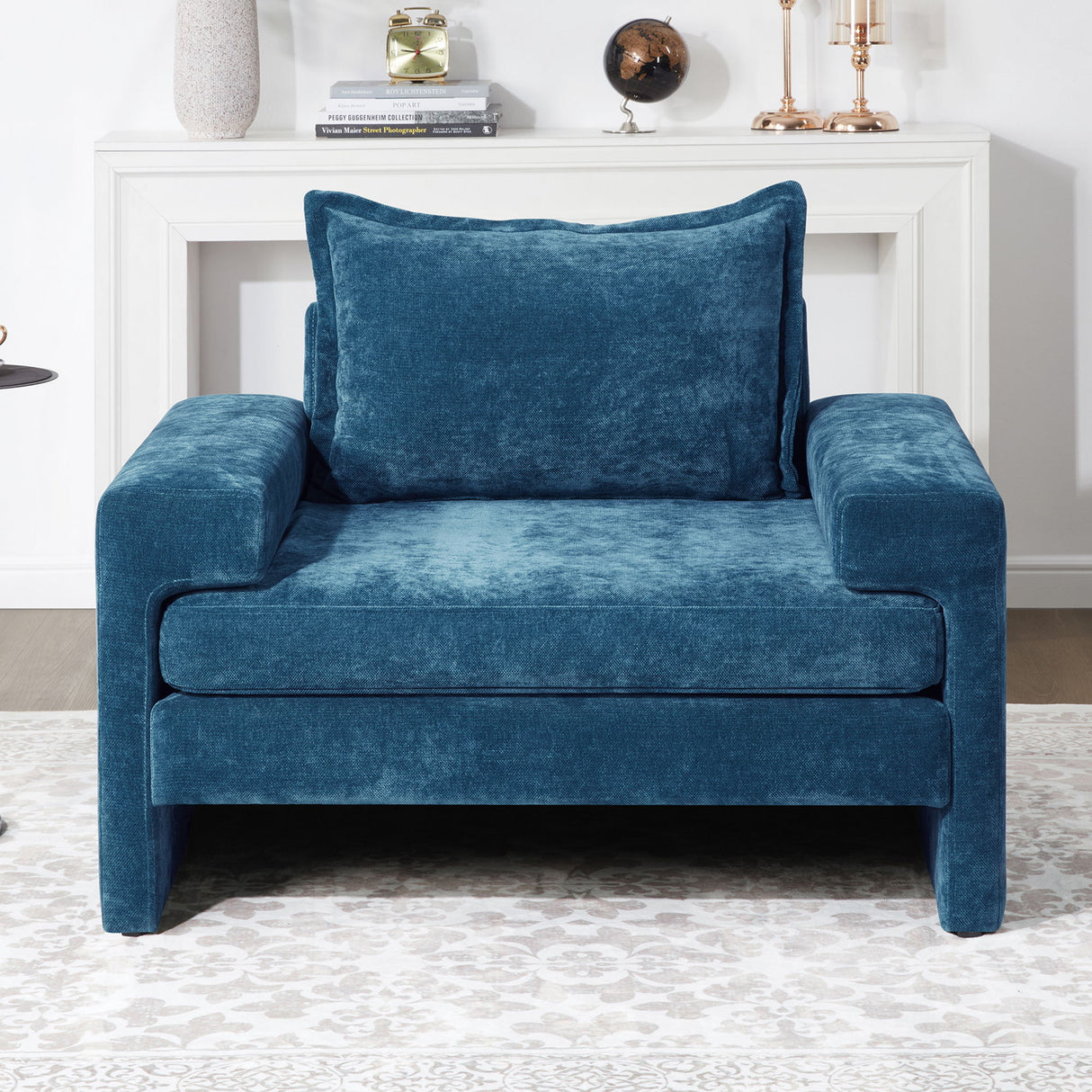 Upholstered Accent Chair With Wide Armrests And Ergonomic Back Support