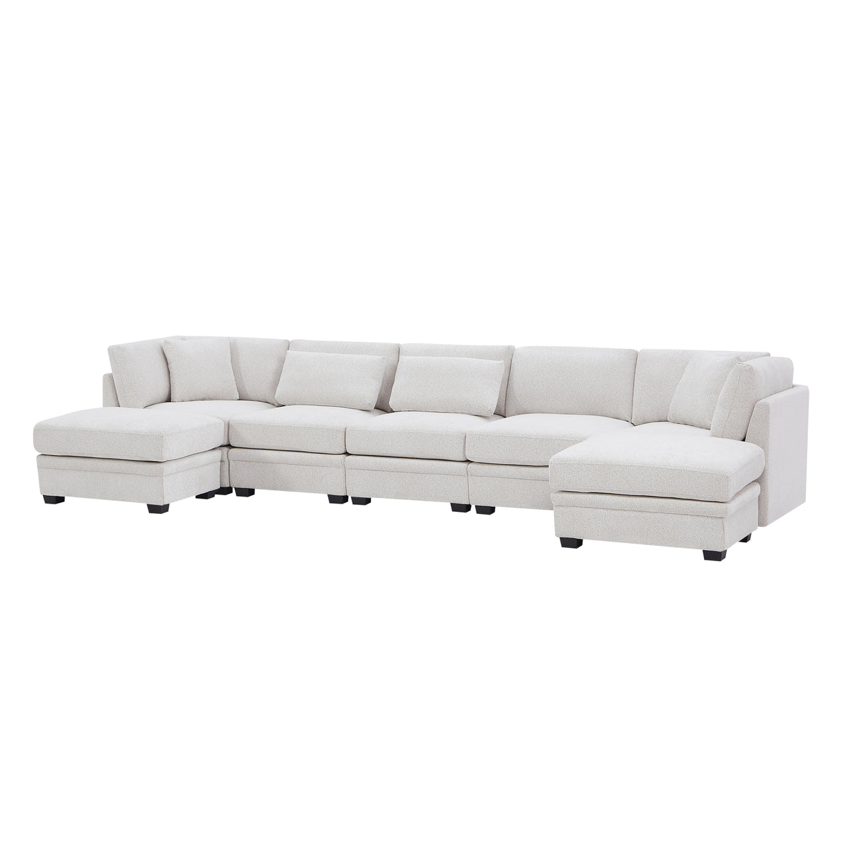 7-Piece Reversible Modular Corner Sectional Sofa - Beige