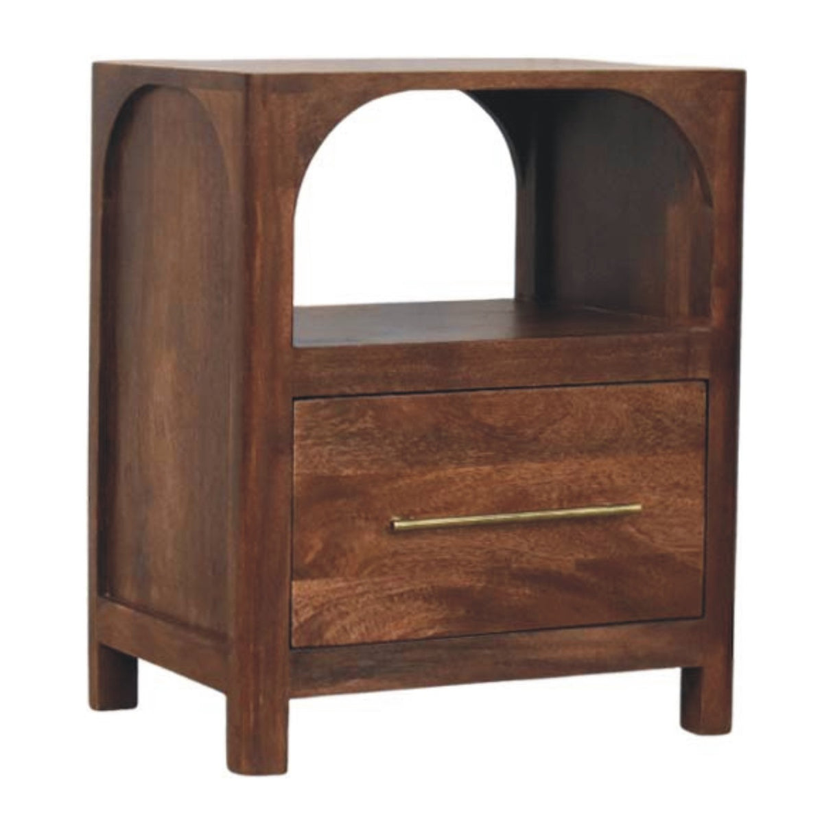 Solid Wood Arc-Line Bedside Table