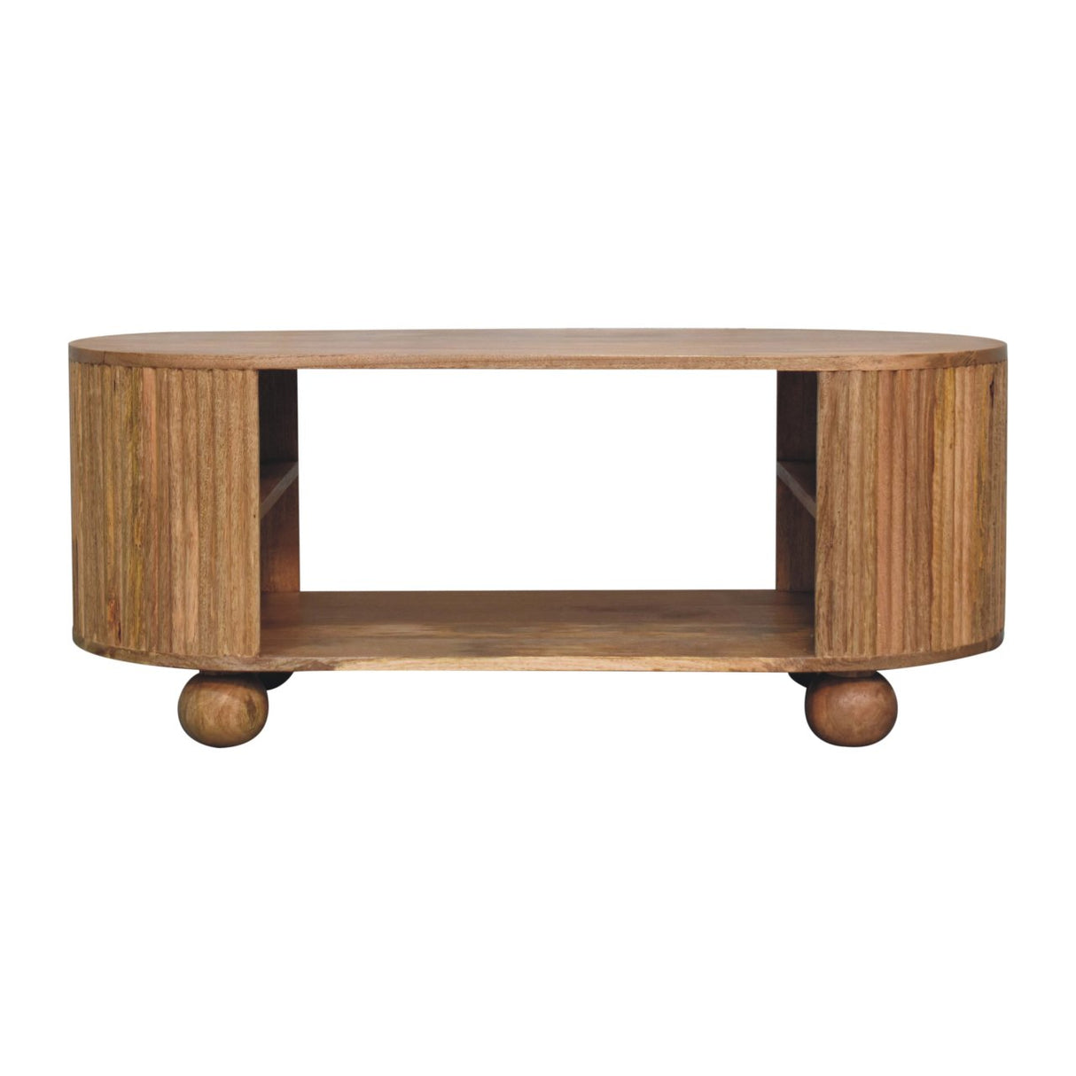 Solid Wood Soba Ball Coffee Table, Open Storage