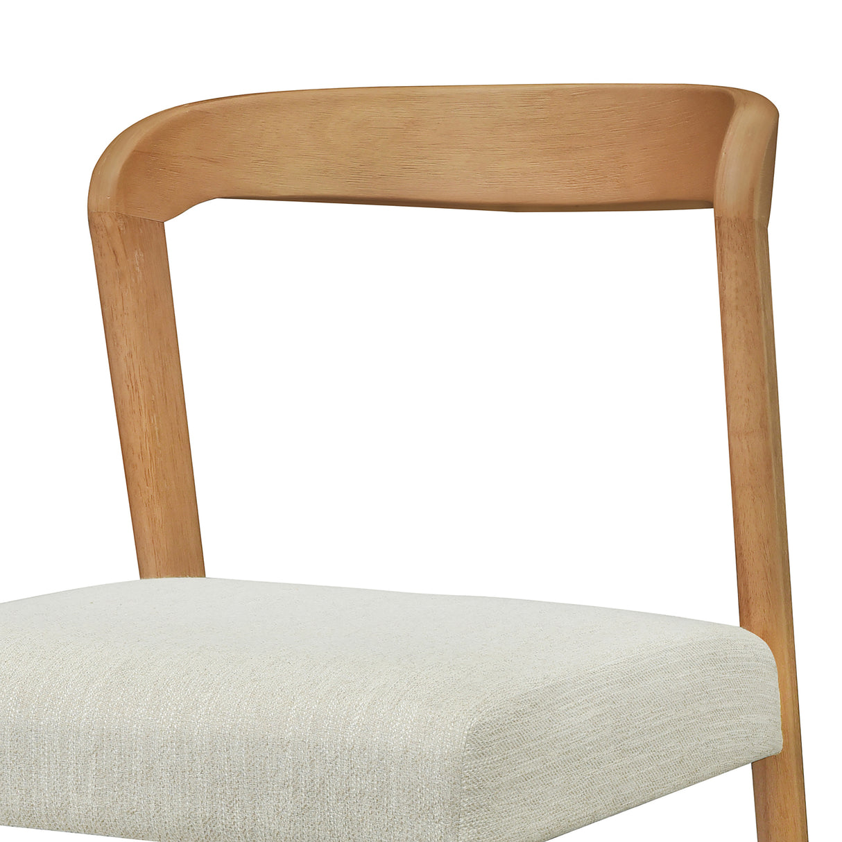 Solid Rubber Wood Dining Chairs (Natural Oak + Beige) Set of 2